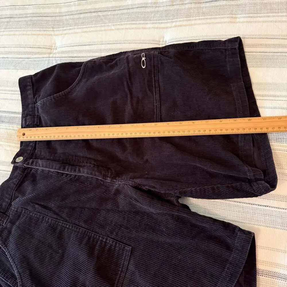 Vintage Ocean Pacific OP Sport Black Corduroy Baggy Surf Shorts Size 38